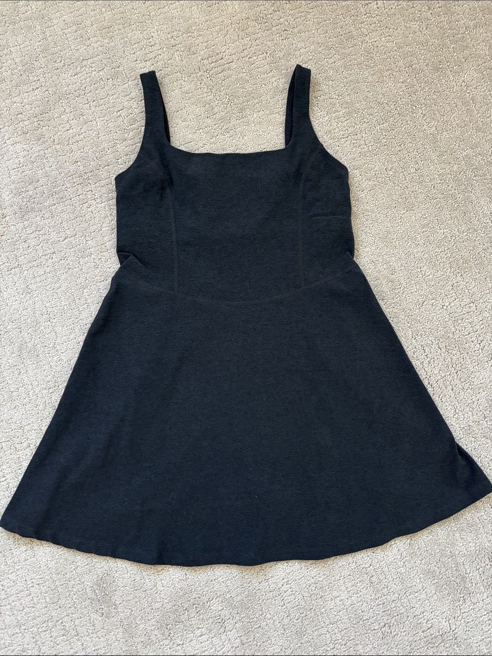Beyond Yoga Black Square-Neck A-line Mini Dress
